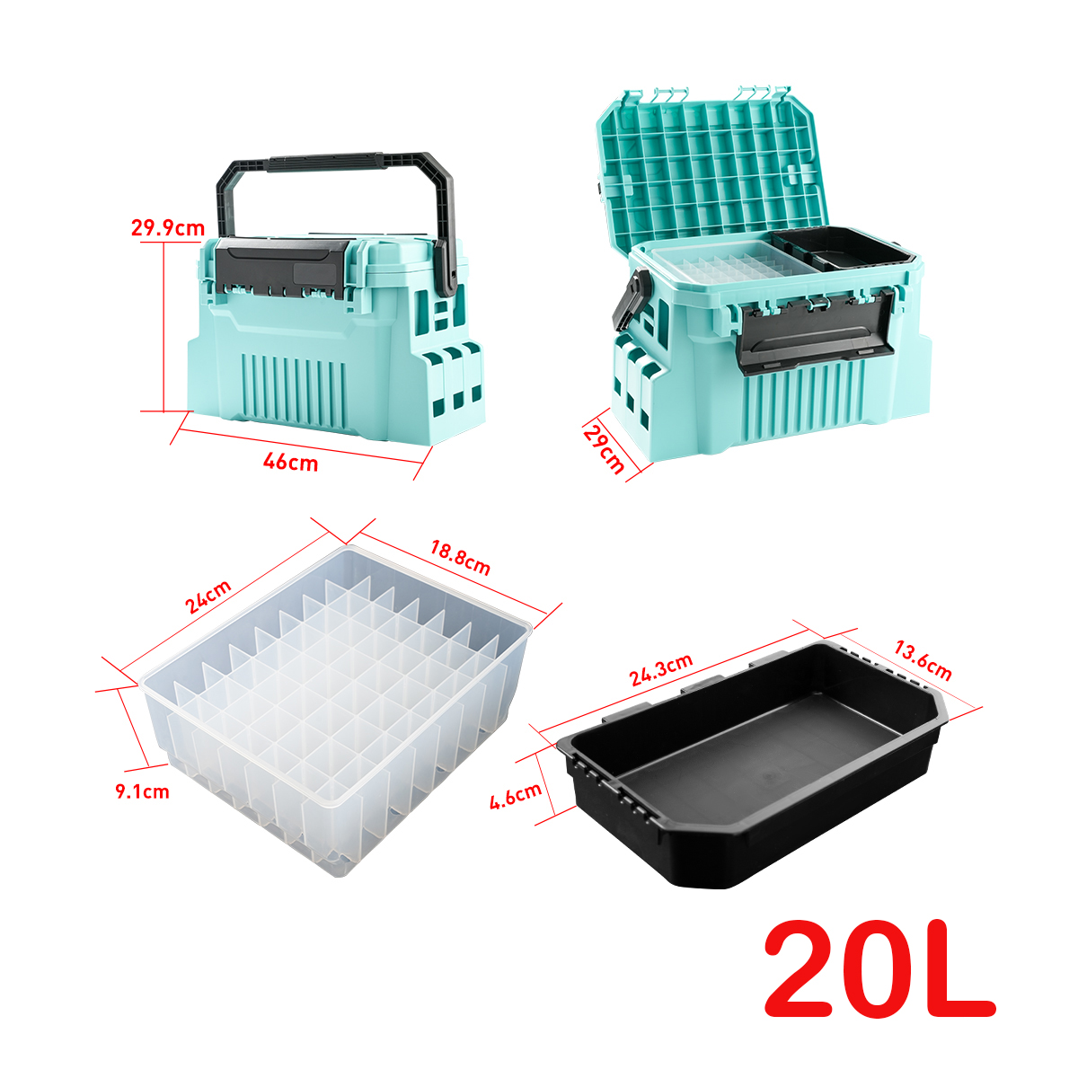 20L FIshing tackle box with eg - Fishing Kayak Crate review and price